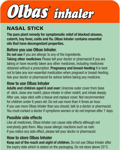 Olbas 吸入器蒸汽棒，0.7 毫升