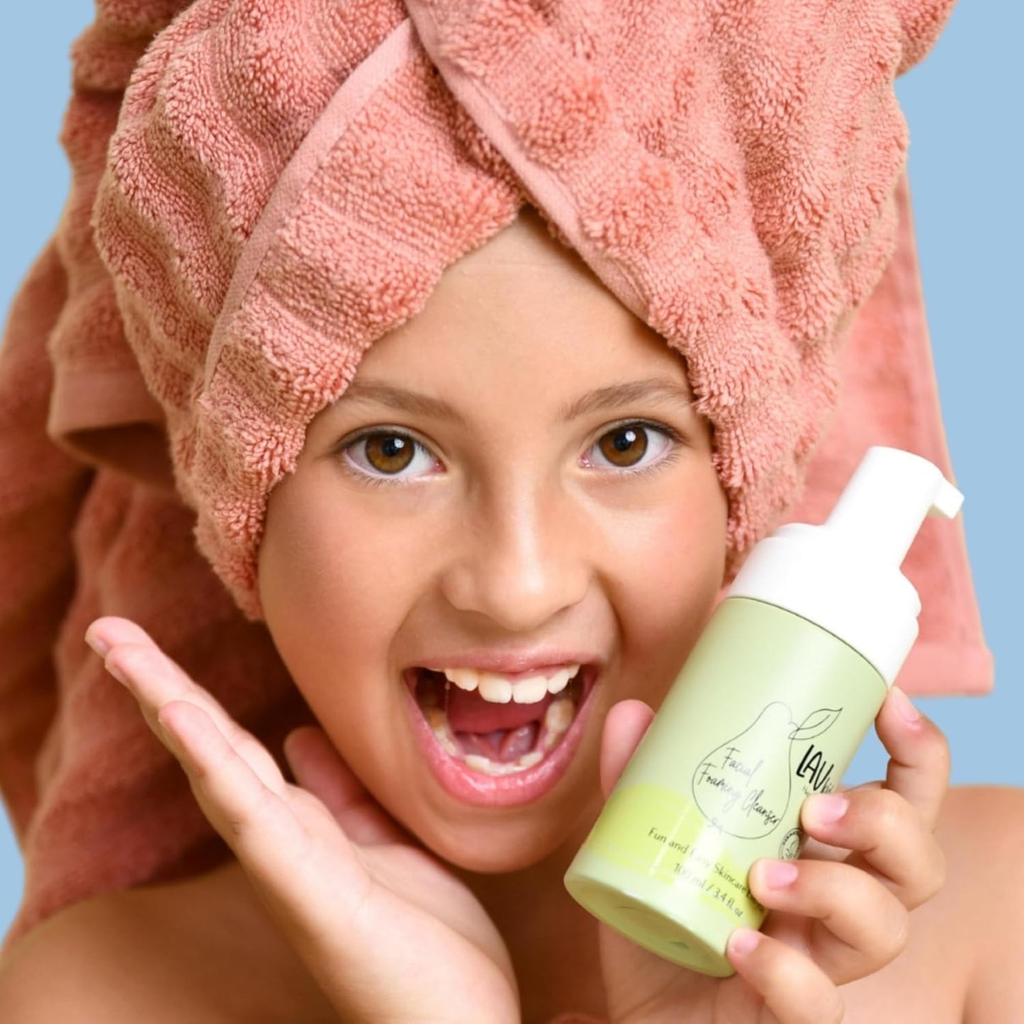 Lav Kids Foaming Facial Cleanser for refreshed, yet gentle scented skin, Soap free Kids & Baby facial cleanser, Dermatologically Tested Kids face wash for All Skin Types Including Sensitive Skin 100ml