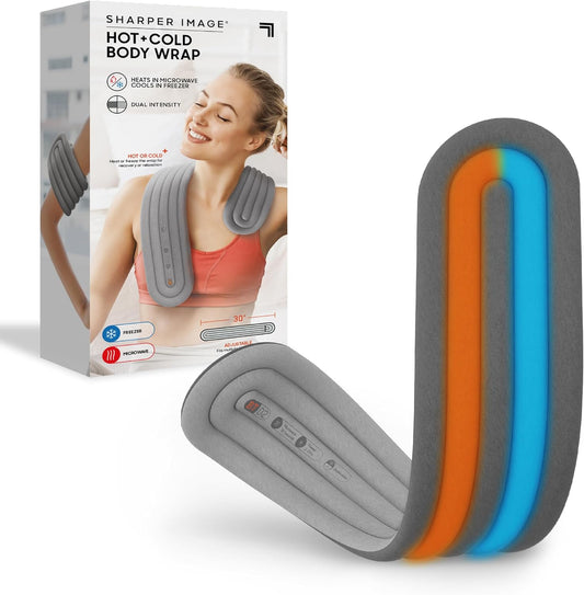 Sharper Image Compression Wrap with Removable Hot & Cold Gel Pack, Easy Adjust Straps, Multi-Area Design for Use on Elbows, Knees, Back, Stomach & More, Enhanced Pain Relief & Recovery Post-Workout