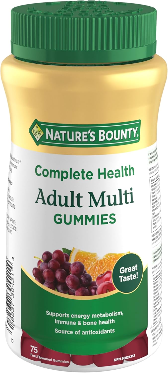 自然之宝成人多种软糖，有助于支持免疫功能，促进骨骼和牙齿发育，樱桃、葡萄和橙子口味，187.5 克
