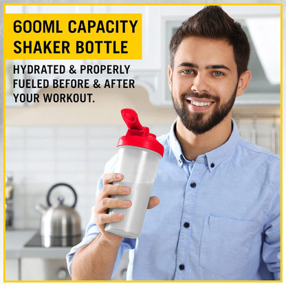 Everlast FIT 600ML 摇摇杯 - 防漏 - 摇摇杯带螺旋搅拌球，不含 BPA/DEHP，易于清洁，非常适合混合蛋白质奶昔。（红色）