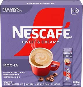 NESCAFE Sweet & Creamy Mocha Instant Coffee Mix, Single-serve Sachets Containing Coffee, Coffee Whitener & Sugar, Just Add Hot Water, 100% Responsibly Sourced Coffee, 342 g