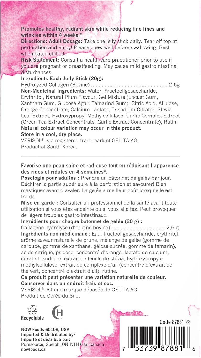 NOW Solutions，膠原蛋白果凍美容複合物，甜李子味，20克 x 10條