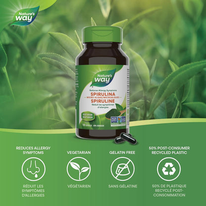 Nature's Way Spirulina, Micro-algae, Reduces Allergy Symptoms, 100 Vegetarian Capsules