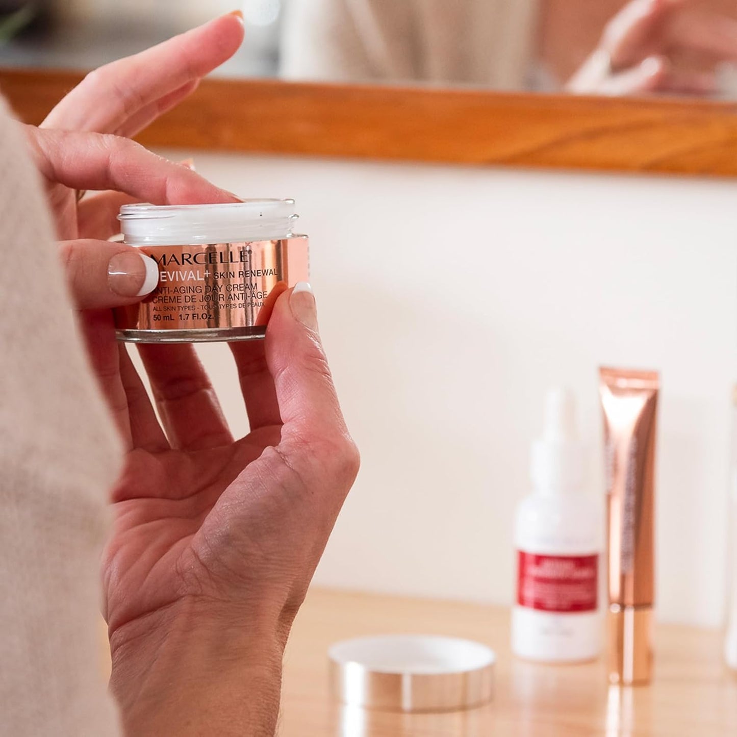 Marcelle Revival+ Skin Renewal Anti-Aging Day Cream, All Skin Types, 45+, Redensifying, Moisturizing & Smoothing, Cruelty-Free, Hypoallergenic, Paraben-Free, Fragrance-Free, Oil-Free, 50 mL