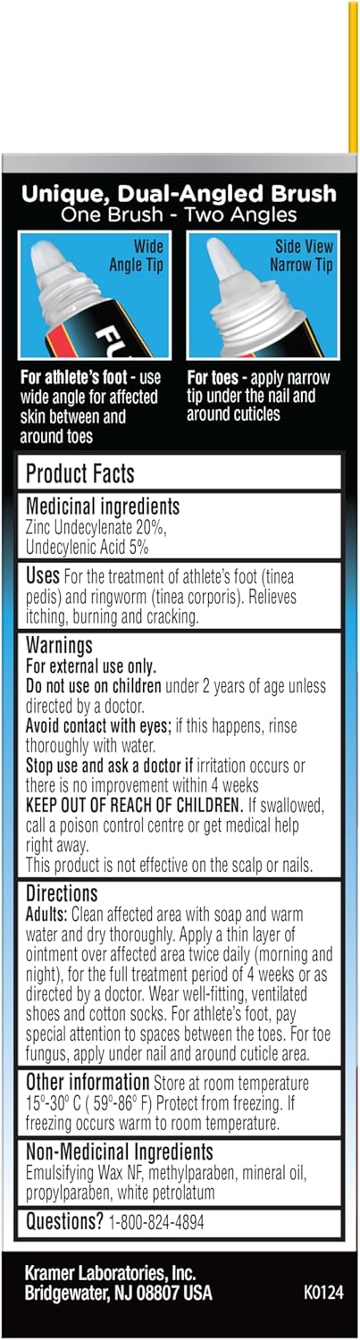 Fungi-Nail 抗真菌软膏，0.7 液体盎司 - 可杀死导致灰指甲和足癣的真菌，含 25% 十一烯酸，经临床验证可治愈真菌感染