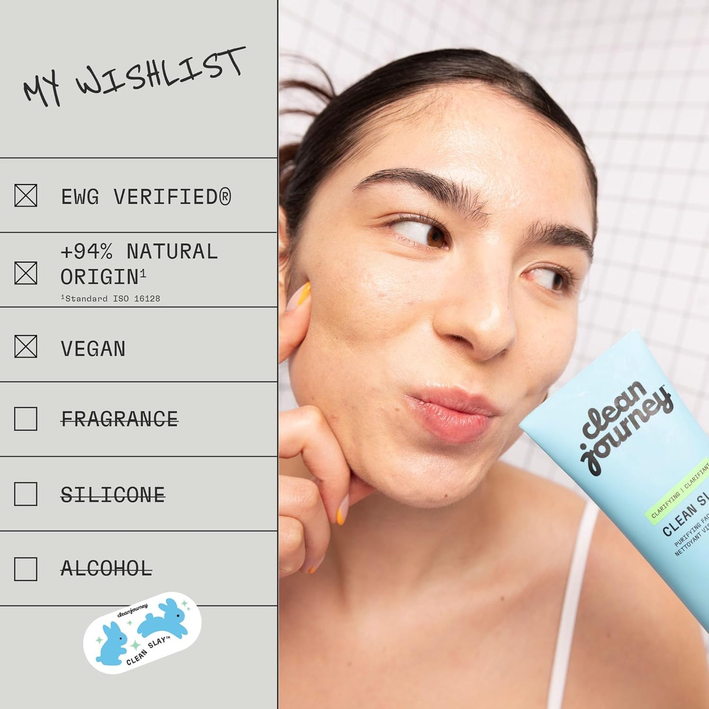 cleanjourney Face Cleanser for Acne Prone Skin, Made in Canada, Makeup Remover & Clarifying, Blemish Face Wash for Men and Women Teens, For Oily Skin, ZINC PCA, EWG Verified & Dermatologically Tested , 100 mL