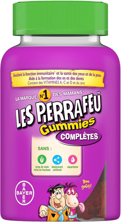 FLINTSTONES 兒童複合維生素軟糖 - 兒童複合維生素，兒童複合維生素軟糖有助於保持身體健康，不含人工甜味劑、阿斯巴甜、合成 FD&C 色素，60 粒軟糖