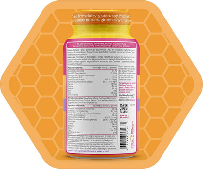 Honibe 兒童複合維生素軟糖，增強免疫力 | 加拿大製造蜂蜜維生素 | 兒童咀嚼軟糖維生素 | 兒童素食維生素軟糖 | 兒童鋅維生素小蜜蜂軟糖 | 70 粒軟糖