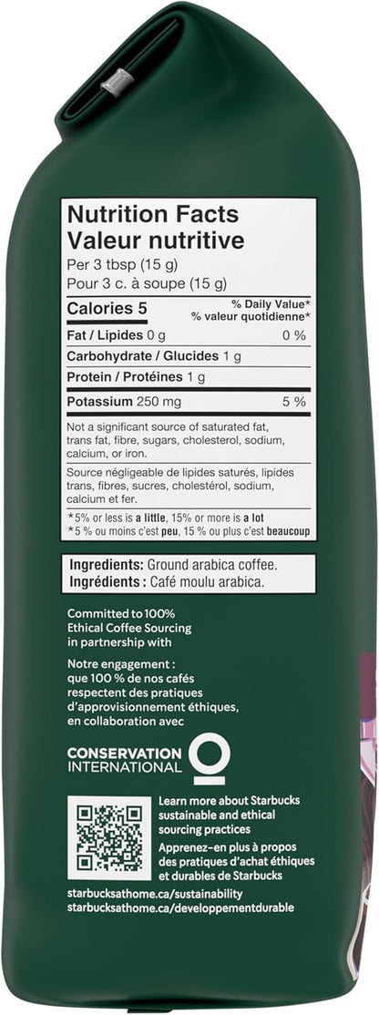 星巴克浓缩烘焙咖啡粉 340 克（6 包），浓缩深度烘焙，6 包