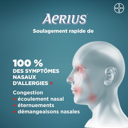Aerius Allergy Medicine, Fast Relief, 24-Hour, Non-Drowsy, 15 Symptoms, 10 Tablets