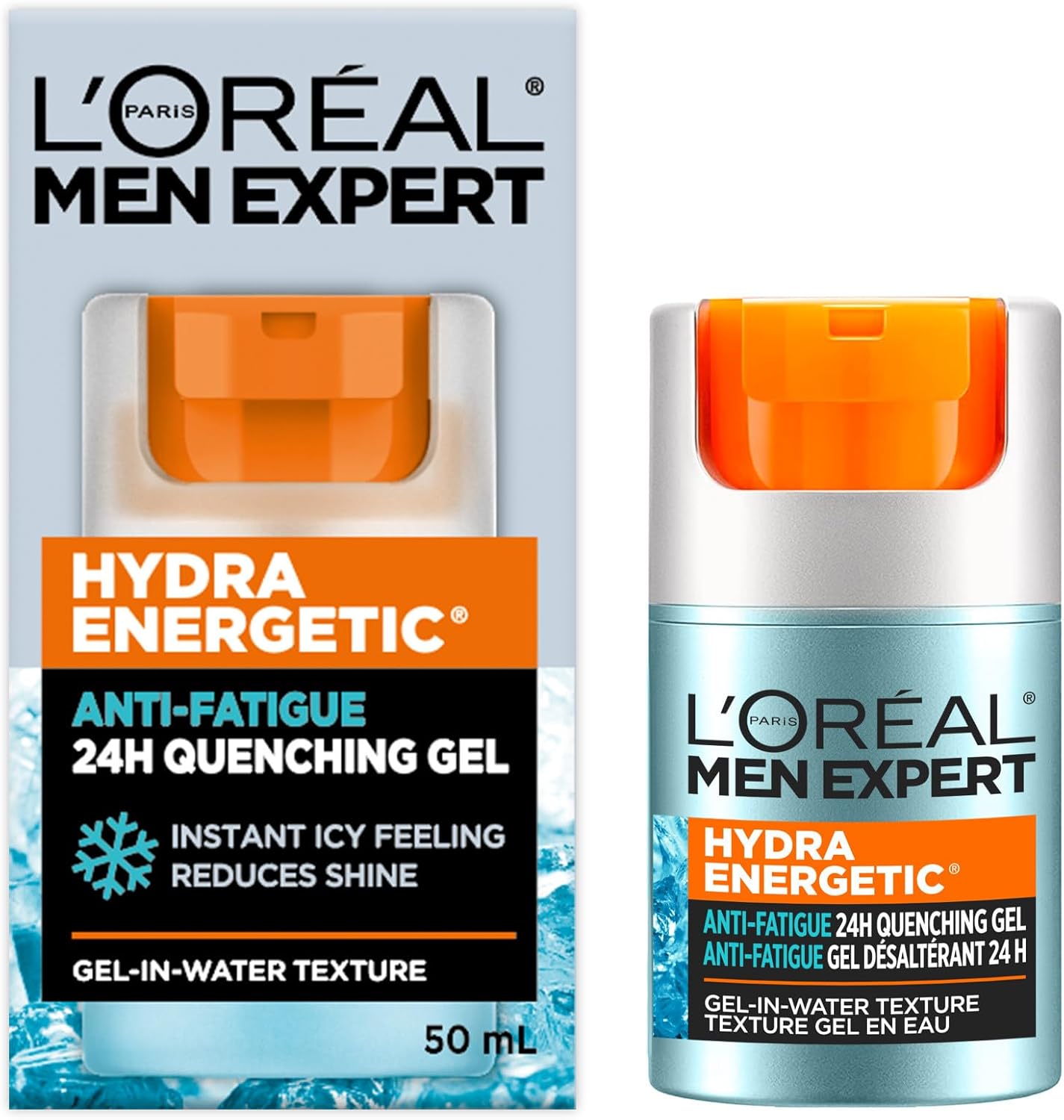 L'Oréal Paris Men Expert Anti-Fatigue 24H Moisturising Gel, Anti Shine & Oil Control Daily Moisturizer for Men, Hydra Energetic, 50ml