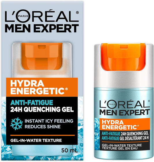 L'Oréal Paris Men Expert Anti-Fatigue 24H Moisturising Gel, Anti Shine & Oil Control Daily Moisturizer for Men, Hydra Energetic, 50ml