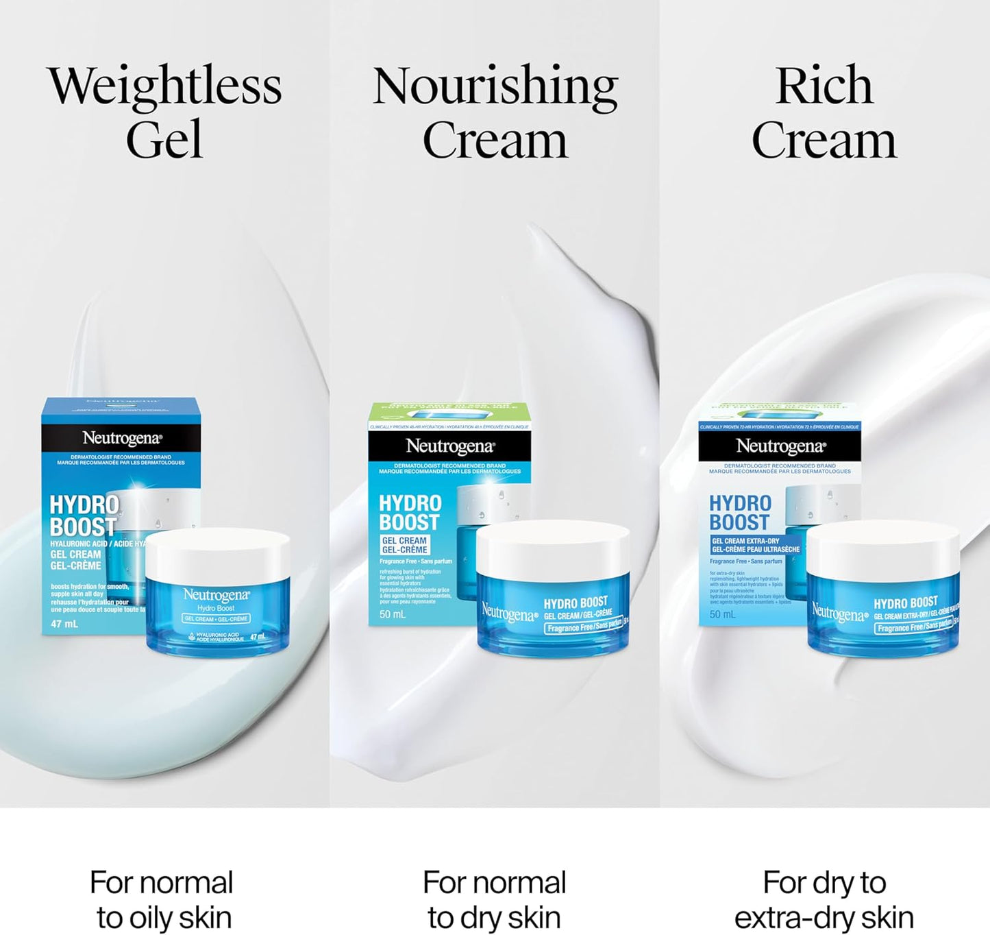 Neutrogena Hydro Boost Gel Cream Face Moisturizer - Oil-Free Facial Cream with Hyaluronic Acid for Dry Skin - Lightweight, Non-Comedogenic Daily Hydrating Formula, 47mL