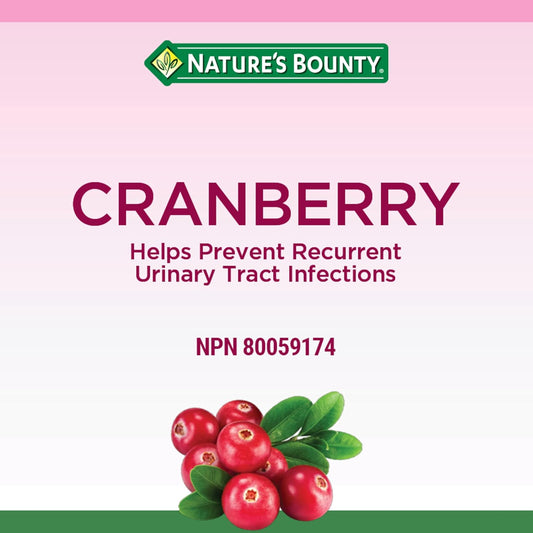 NATURE'S BOUNTY Cranberry, Used In Herbal Medicine To Help Prevent Recurrent Urinary Tract Infections (UTI), Provides Antioxidants, Easy-to-take Gummies, 180 g
