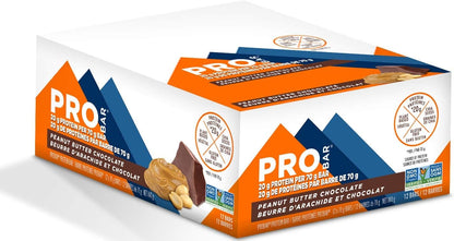 PROBAR Protein Bar, Non-GMO, Gluten-Free, Healthy Snack, Plant-Based Whole Food Ingredients, Peanut Butter Chocolate, 12 Count (70g)