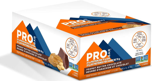 PROBAR Protein Bar, Non-GMO, Gluten-Free, Healthy Snack, Plant-Based Whole Food Ingredients, Peanut Butter Chocolate, 12 Count (70g)