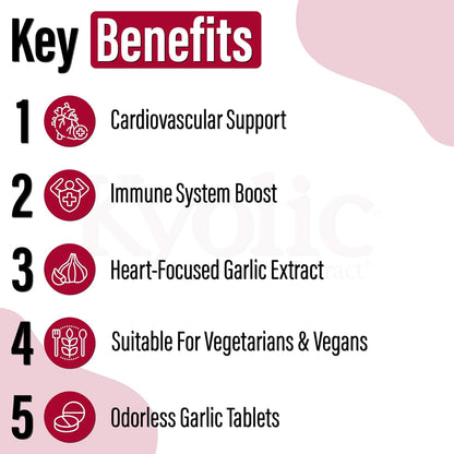 Kyolic Odourless Aged Garlic Extract - 90 Tablets Extra Strength 1000mg - Cardiovascular Supplement - Kyolic Cardiovascular Health -Garlic Extract Supplement - 90 Day-Supply