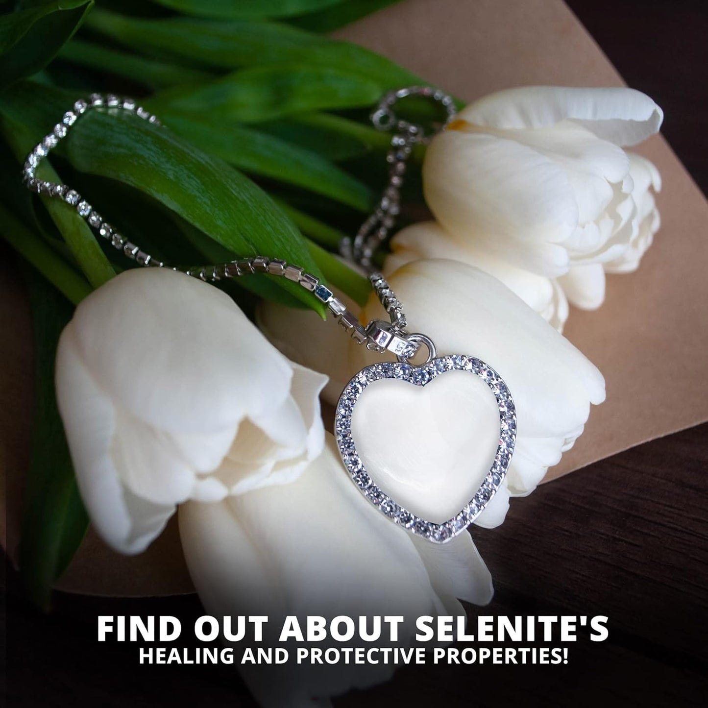 NORTHLANDZ 透石膏心忧掌石，高能量透石膏/缎纹石爱情掌石，用于清洁和保护，具有治愈和镇静作用