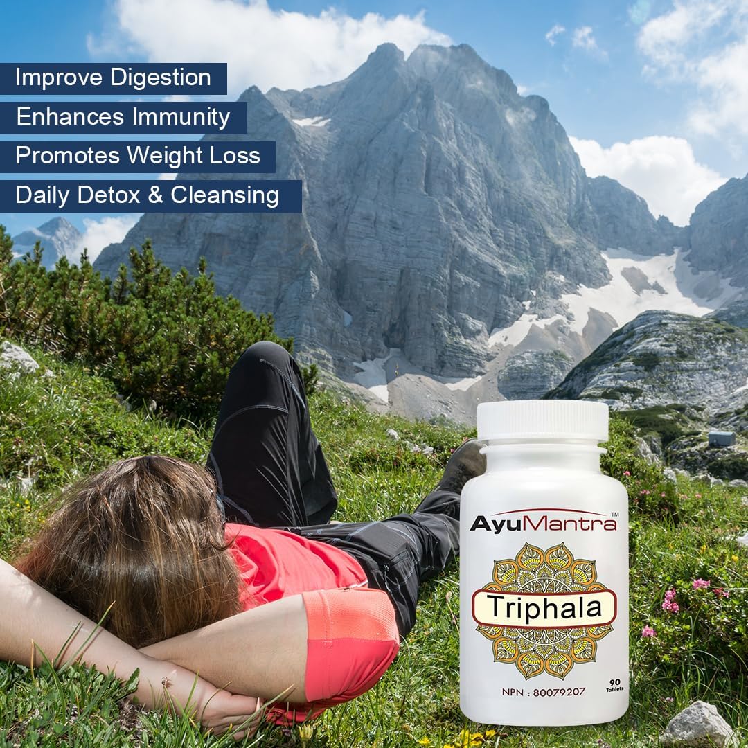 AyuMantra TriphalaTablets 阿育吠陀健康消化天然缓解片 1000 毫克/份 90 片