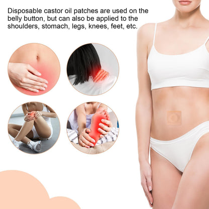 TIAMORK 100 片 2 吋蓖麻油包敷貼，適用於肚臍，棉質自黏蓖麻油包敷貼，高吸收性防漏，便攜，易於使用