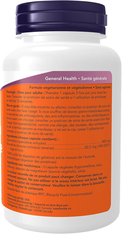 NOW Supplements，槲皮素與鳳梨蛋白酶，平衡免疫系統，120粒素食膠囊