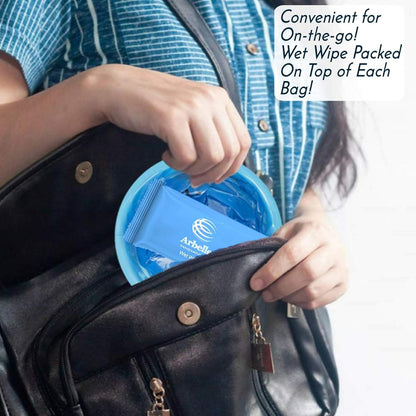 一次性嘔吐袋，嘔吐袋 - 40個嘔吐袋+40片濕紙巾，用於噁心、暈車、汽車、懷孕、化療嘔吐，藍色嘔吐袋，優質防漏，方便旅行