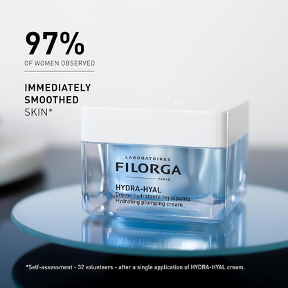Filorga Hydra-Hyal Hydrating Plumping Cream - Anti Aging Face Cream For Normal To Dry Skin - With 5 Hyaluronic Acids - Refreshing Comfortable Creamy Texture - 50ml