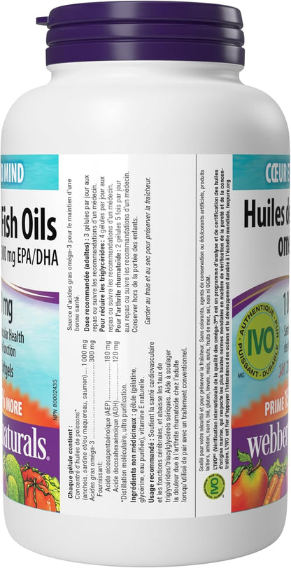 Webber Naturals Omega-3 魚油 1,000 毫克，210 粒軟膠囊，支持心血管健康和大腦功能