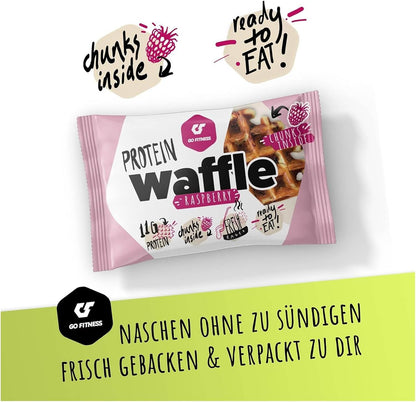 GoFitness 蛋白华夫饼 - 即食 - 覆盆子味 - 11 克蛋白质 - 12x50 克（12 包）