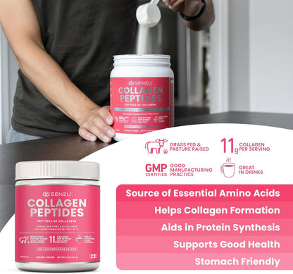 優質即溶膠原蛋白肽蛋白粉，有益於頭髮、皮膚、指甲和關節健康 - 水解，吸收更佳 | 加拿大製造，草飼、生酮、猶太潔食和清真認證 - 非基因改造、無麩質（454克/…