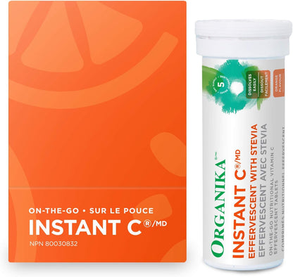 Organika Instant-C 泡騰片 - 橙味 - 1000 毫克維生素 C，免疫支持片 8 管 x 10 片