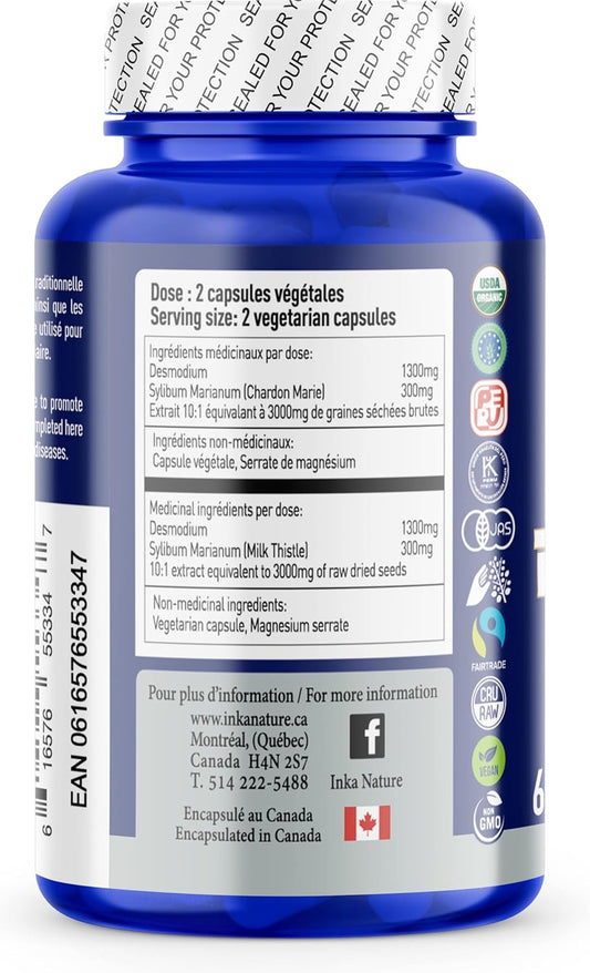 Inka Nature Desmodium 60 Vegan Capsules 15 Days Supply, Herbal Supplement with Plant-Based Ingredients for Daily Wellness, Support Liver Function, Gentle Body Cleanse & Balanced Inner Harmony, Non-GMO