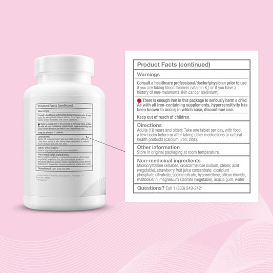 TheraNatal 核心孕前维生素和矿物质补充剂（90 天供应）| 女性孕前核心营养素