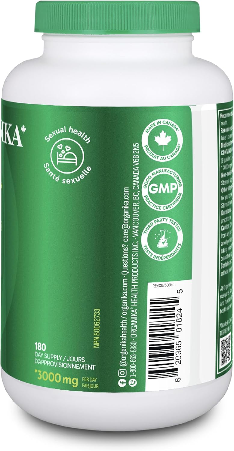 Organika 加拿大制造玛卡 4:1 强度 180 粒素食胶囊 - 3000 毫克 | 高生物利用度配方，适应原有助于缓解压力、平衡能量和荷尔蒙