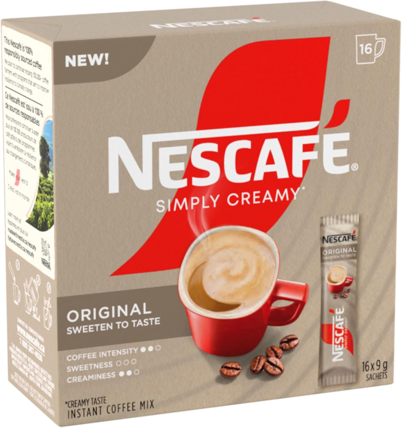 雀巢速溶奶油咖啡，含奶精，单份小袋装，6 盒，0.9 公斤