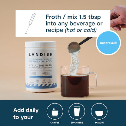 Landish 純加拿大海洋膠原蛋白肽粉 - 全身性益處和關節支持，適用於女性和男性 - 水解、無味、超純蛋白質補充劑 - 完全溶解，0 碳水化合物和糖 - 加拿大製造 - 2…