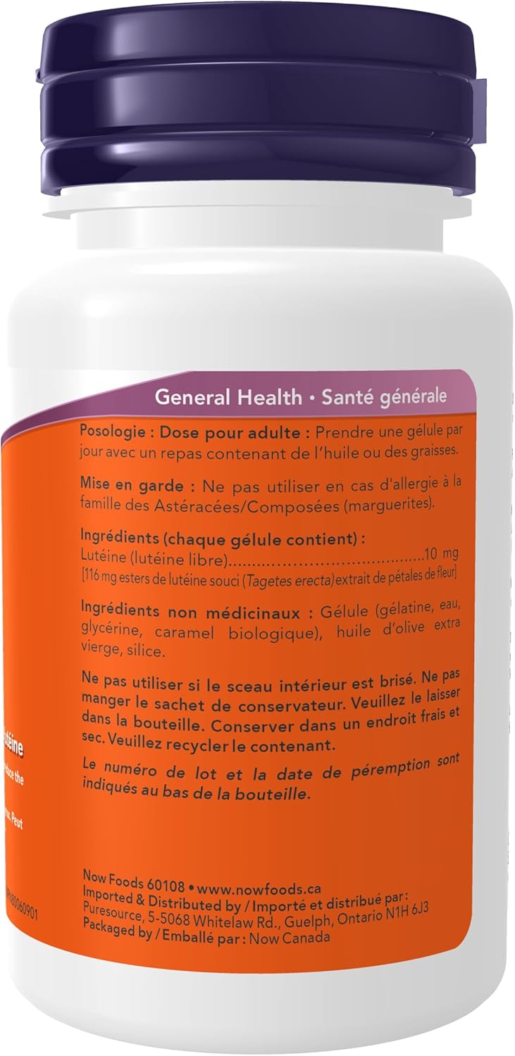 NOW Supplements，葉黃素 10 毫克（來自葉黃素酯），60 粒軟膠囊