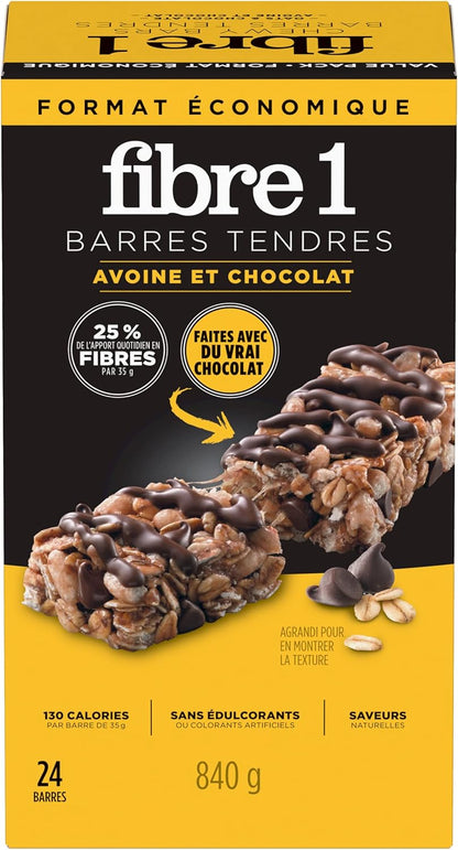 纤维 1 - 超值装 - 燕麦巧克力软糖，24 块装，天然香料，不含人工色素，840 克包装，零食棒，采用真正的巧克力制成