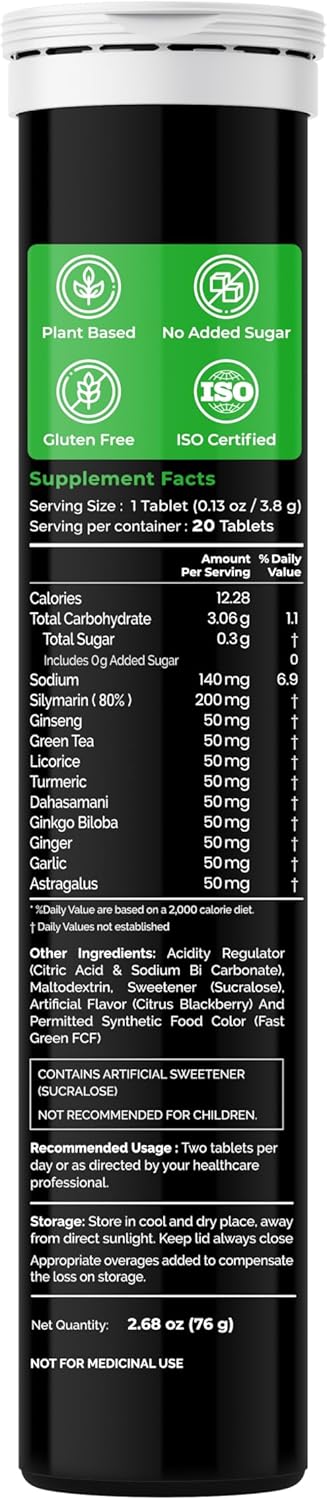 Auric 草本护肝补充剂 | 奶蓟草（水飞蓟素）、姜黄、大蒜、生姜，有益于肝脏健康 | 高级排毒清洁配方，促进肝脏健康 | 80 片装 | 植物基，无麸质