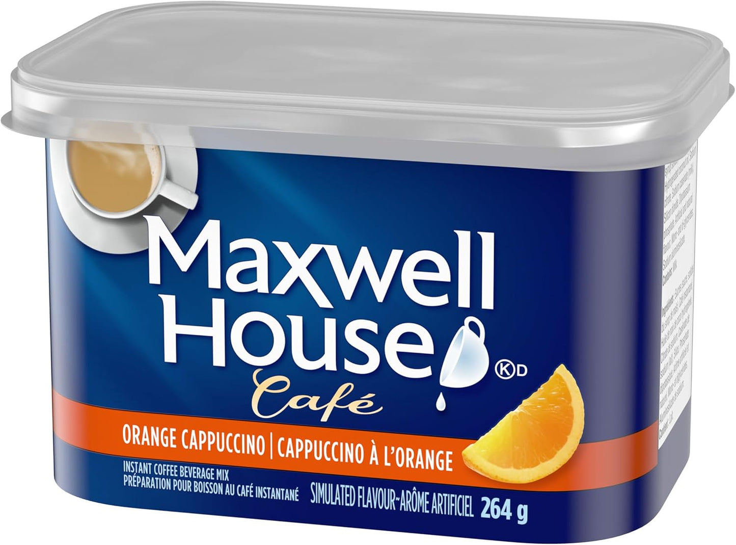 麦斯威尔咖啡橙味卡布奇诺速溶咖啡饮料粉，264克罐装