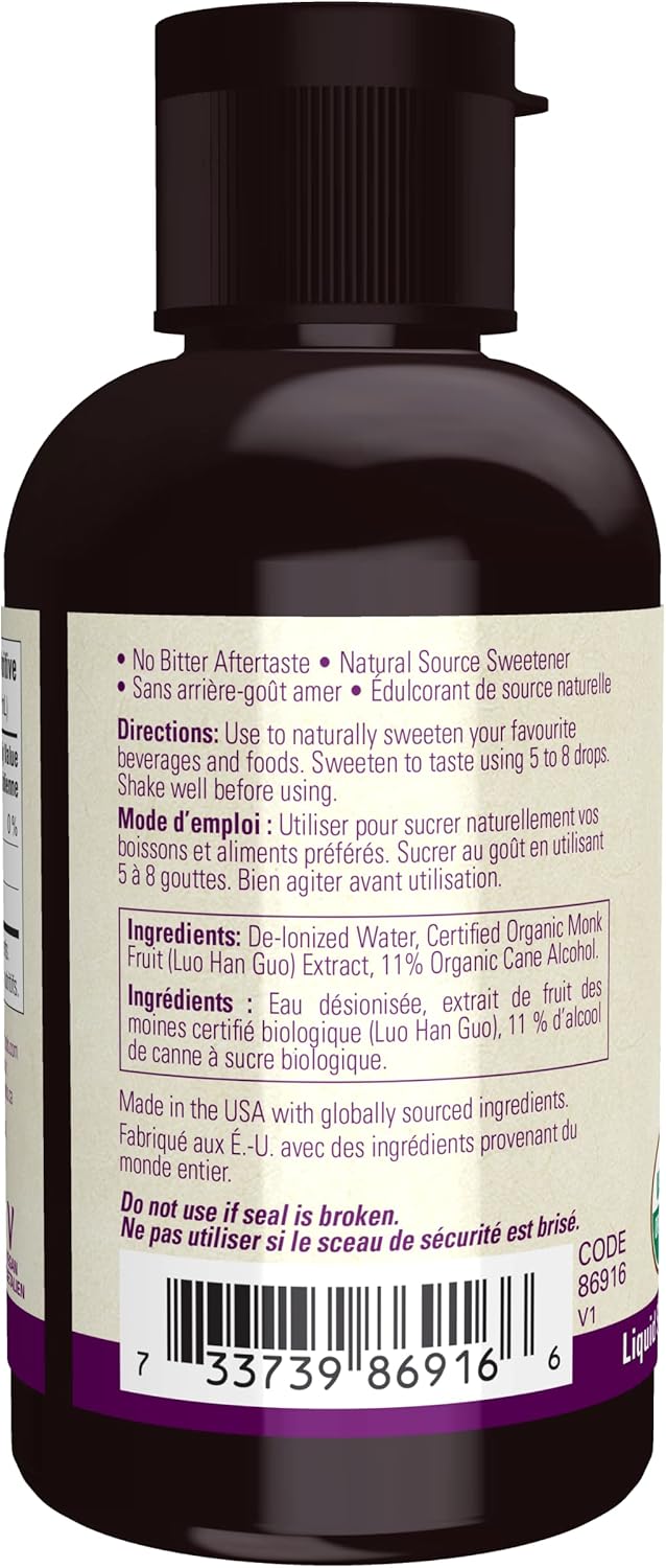 Now Foods Organic Monk Fruit Liquid Sweetener 59mL