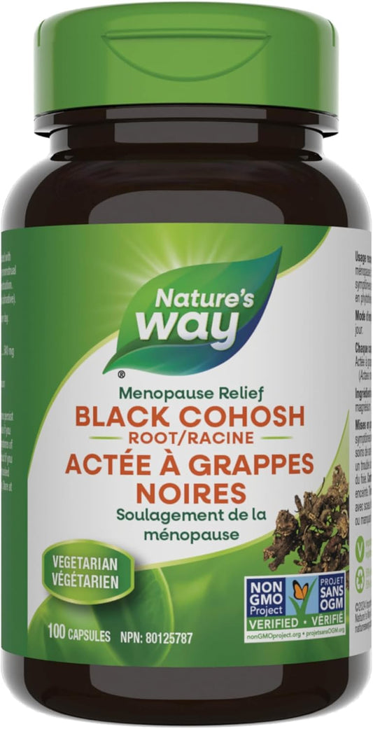 Nature's Way Black Cohosh Root – Herbal Supplement to Help Relieve Menstruation & Menopause Symptoms – Non-GMO, 100 Vegetarian Capsules for Women