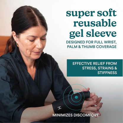 Homedics 冷热舒缓凝胶手套，适用于手部、腕部和拇指的热疗或冰疗，柔软触感弹力面料，波状水凝胶设计，带来舒适放松