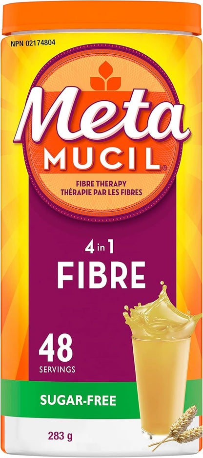 Metamucil, 每日车前子壳粉补充剂，无糖，四合一膳食纤维，促进消化健康，原味顺滑风味饮料，48 份