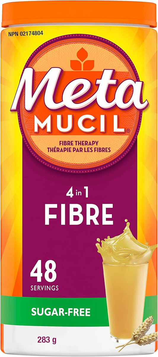 Metamucil, 每日車前子殼粉補充劑，無糖，四合一膳食纖維，促進消化健康，原味順滑風味飲料，48 份