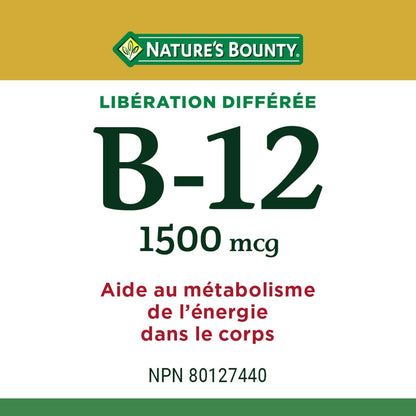Nature's Bounty 緩釋維生素 B-12 1500mcg，有助於預防維生素 B-12 缺乏症