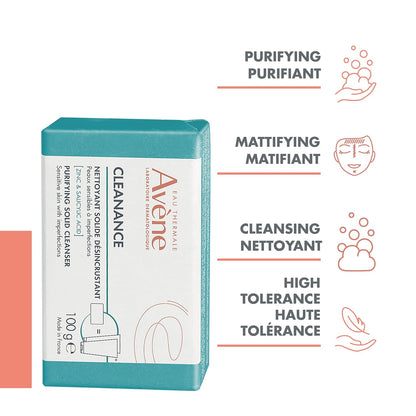 Eau Thermale Avène Cleanance 淨化固體潔面乳，適用於油性和敏感性痤瘡肌膚，含水楊酸，不致粉刺，100 克