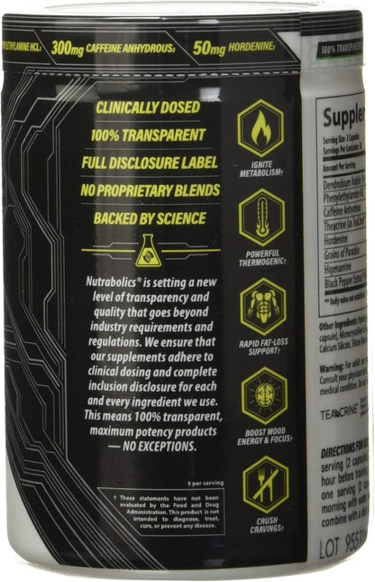 NUTRABOLICS Semtex 60 粒胶囊 - 减肥补充剂和能量增强剂，强效燃脂配方，产热运动前补充剂，