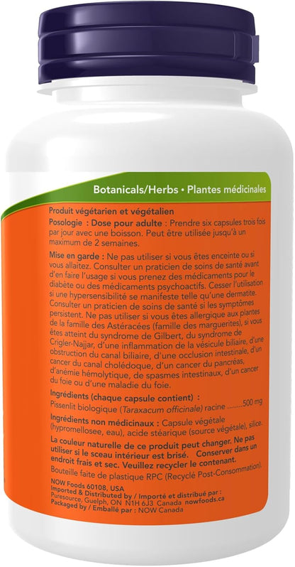 NOW Supplements, 蒲公英根（Taraxacum officinale）500毫克，草本补充剂，100粒素食胶囊